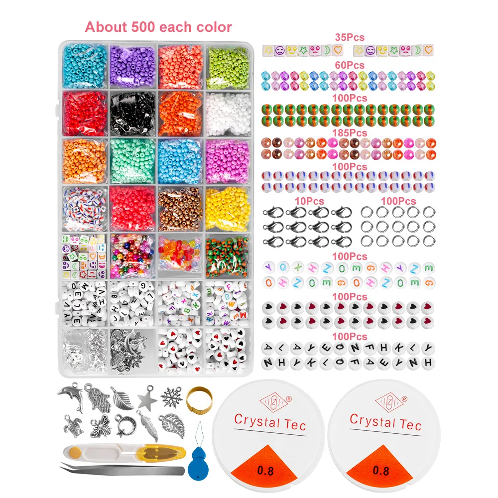 Amazon Hot 8400PCS/BOX Colorful Letter seed Beads 28 Grid Set DIY Bracelet Necklace Earrings Loose Beads