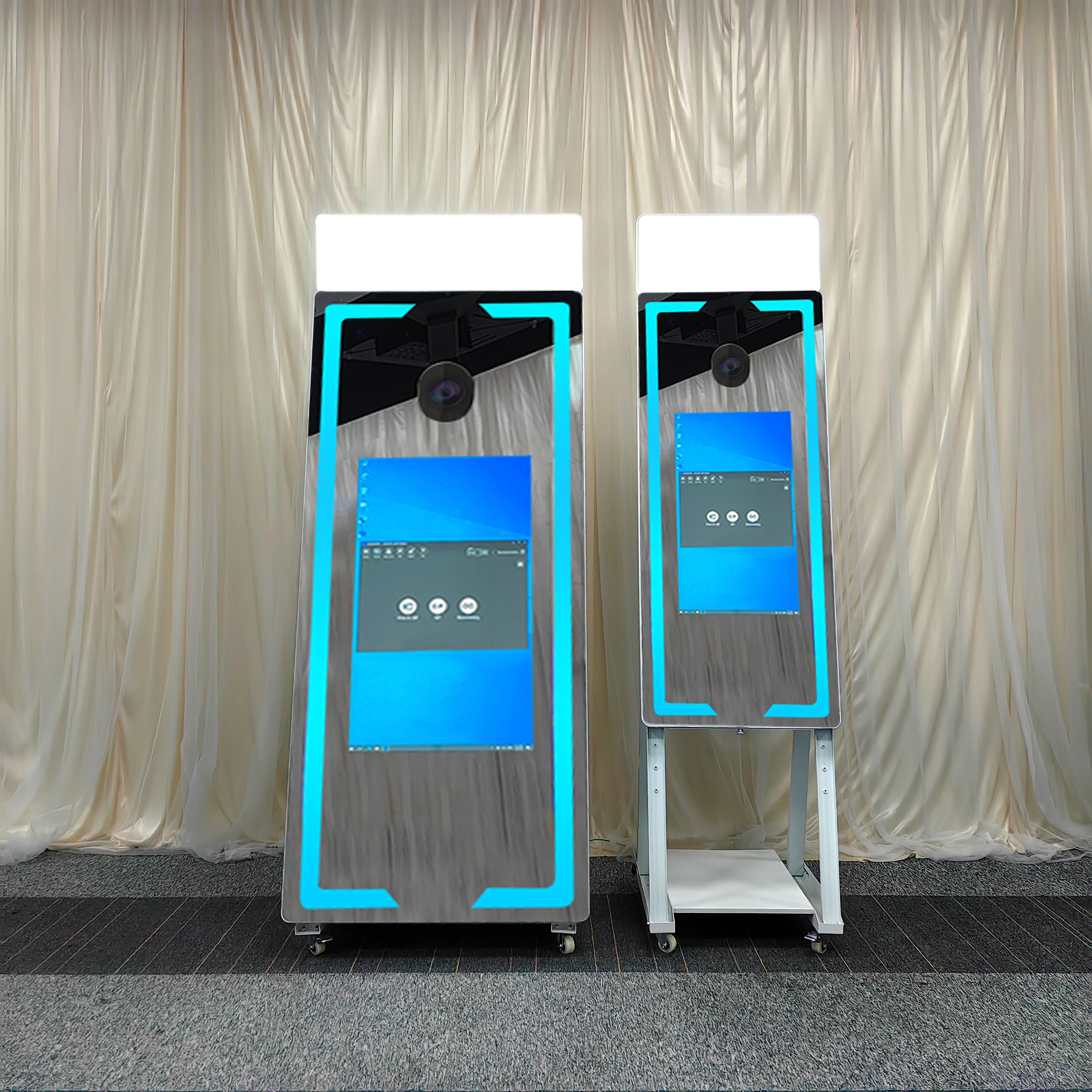 65' mirror photo booth machine with camera and printer portable selfie magic mirror photo booth touch screen led frame kiosk