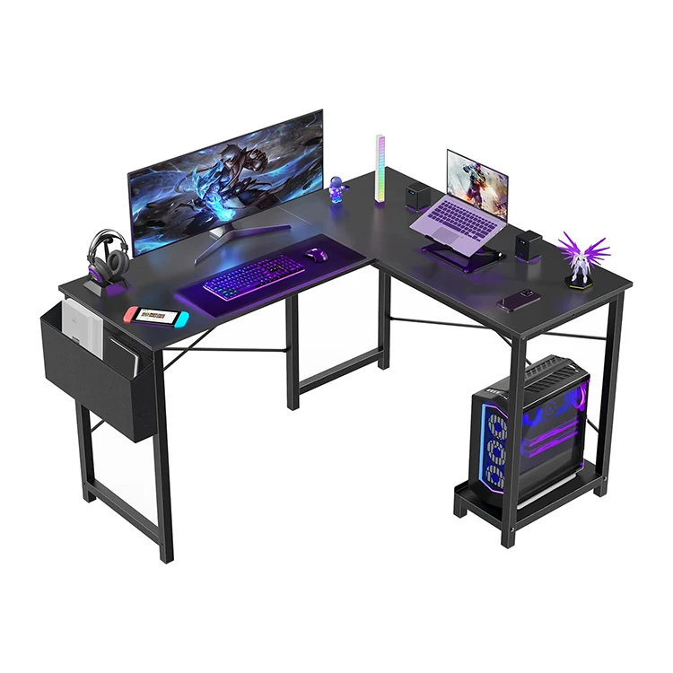 New Arrival Factory Directly Sale Gaming Tables L-Shaped Large Space Black Gaming Computer Desk Table