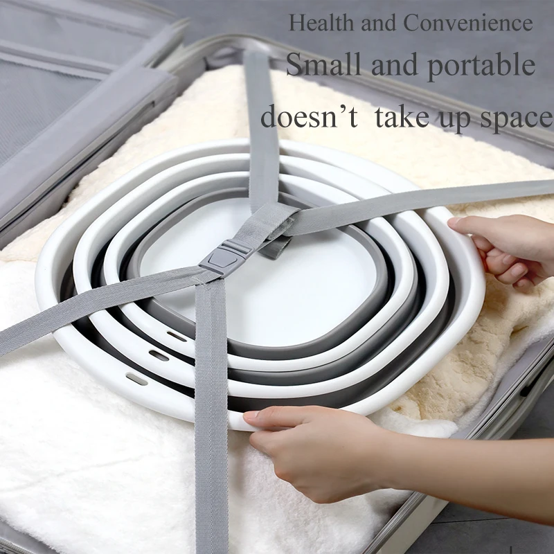 3 Sets Collapsible Travel Wash Basin Bucket Lightweight Portable Vegetable Washing Basin