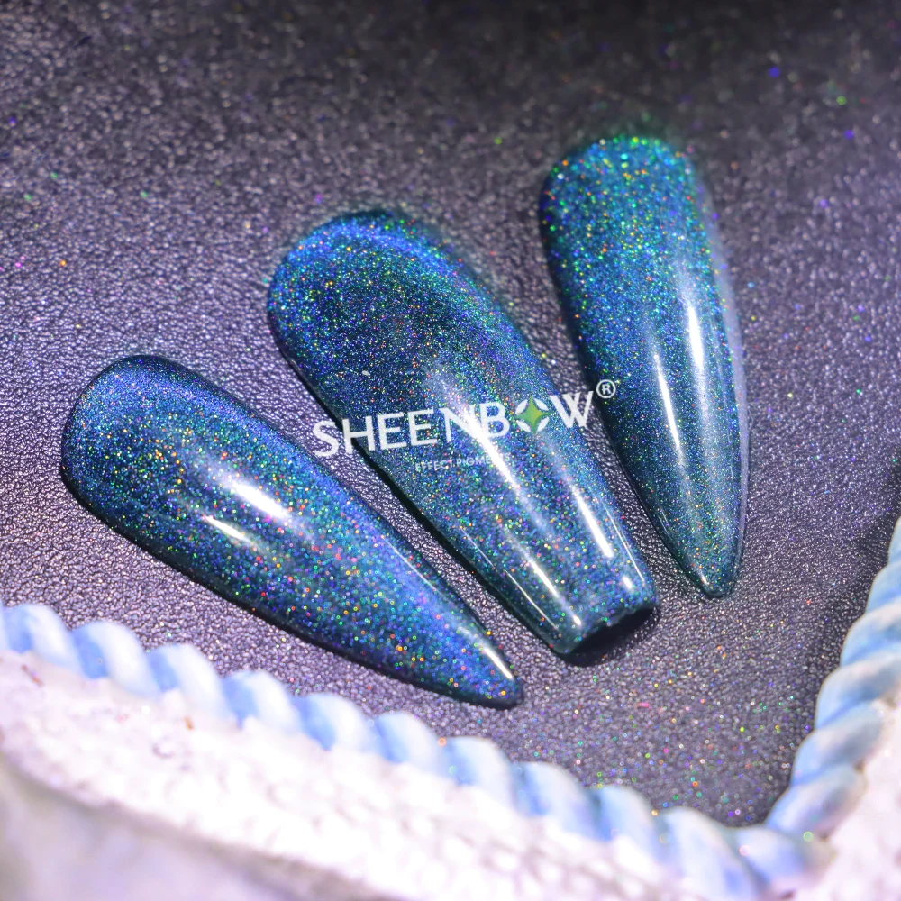 Sheenbow 2022 Laser Holographic Universal Rainbow Magnetic Crystal Glitter Cat Eye Nail Gel Polish Pigmemt