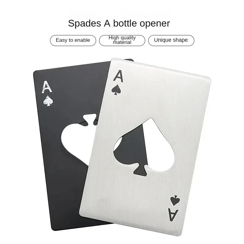 Spades A Credit Card Keychain Creative Poker Shaped Stainless Steel Home Tools Bottle Beer Opener