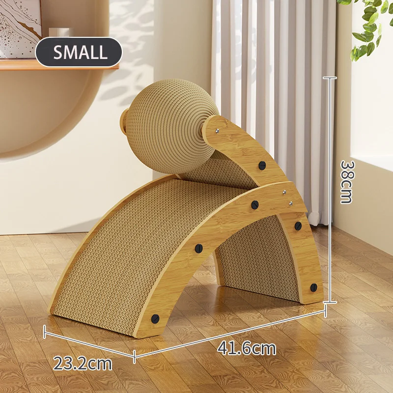 New Arrival R shaped cat scratch ball Wooden Cat Scratcher Wear-Resistant Grinding Paw Toy Scratch Board