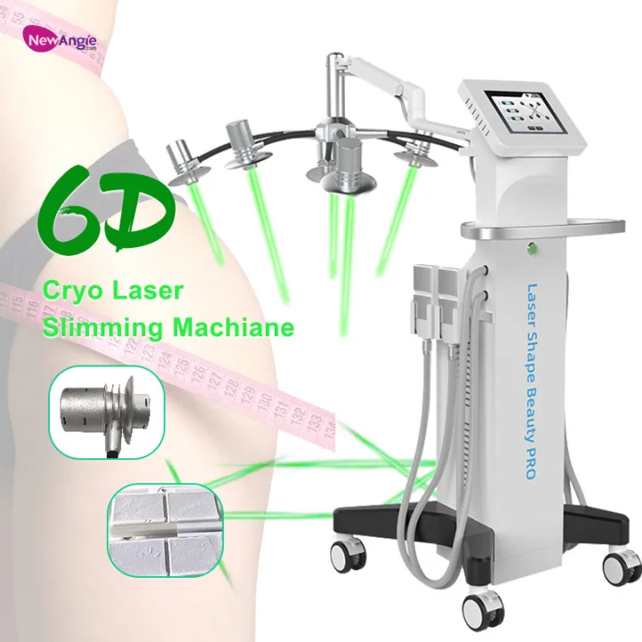 Body slimming fat removal 160mw 6 en 1 cryo cold 6d lipo laser light green ems lipolysis profesional slimming machine lipolaser