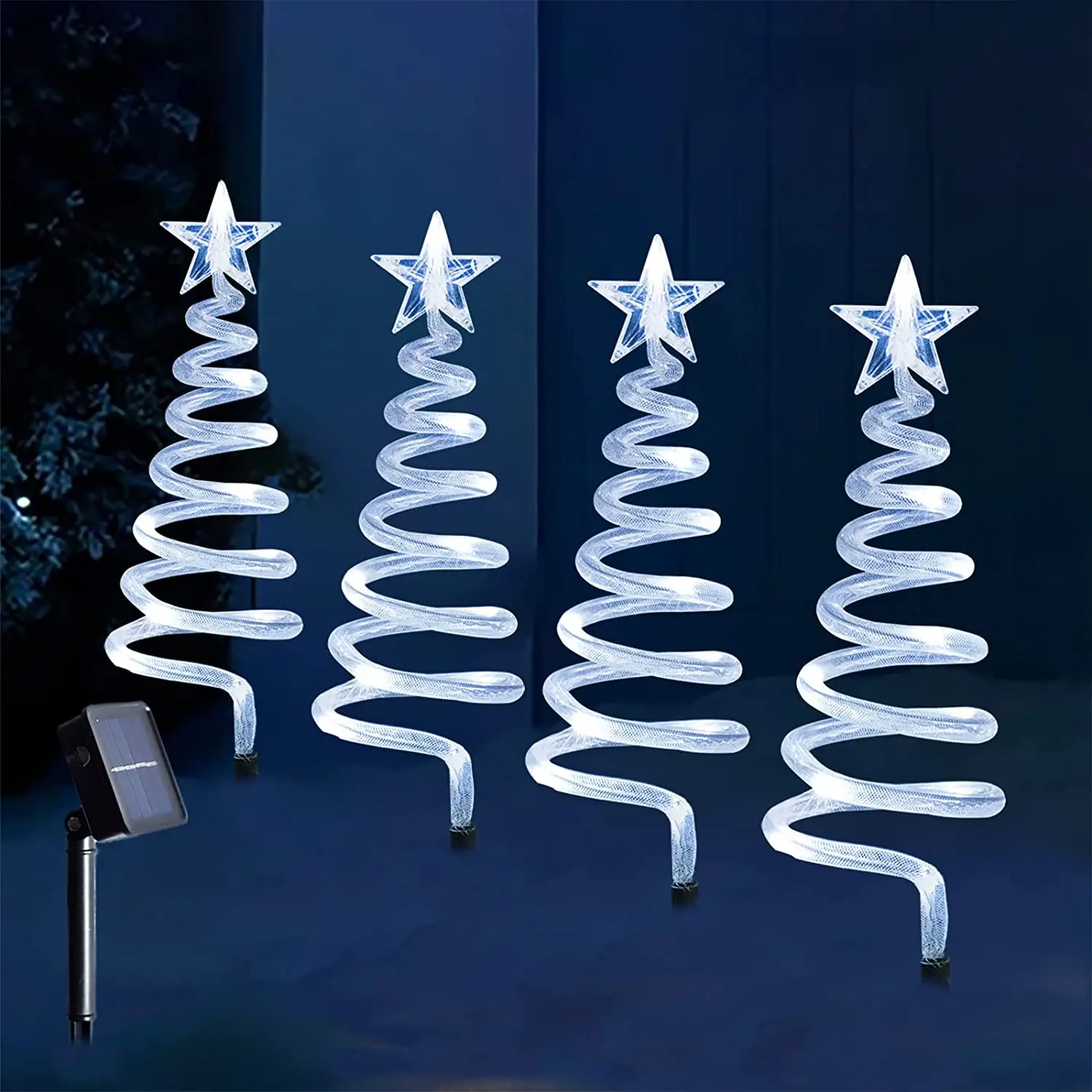 Spiral Christmas Tree Solar Powered Pathway Stake Outdoor Christmas Decoration Led Light