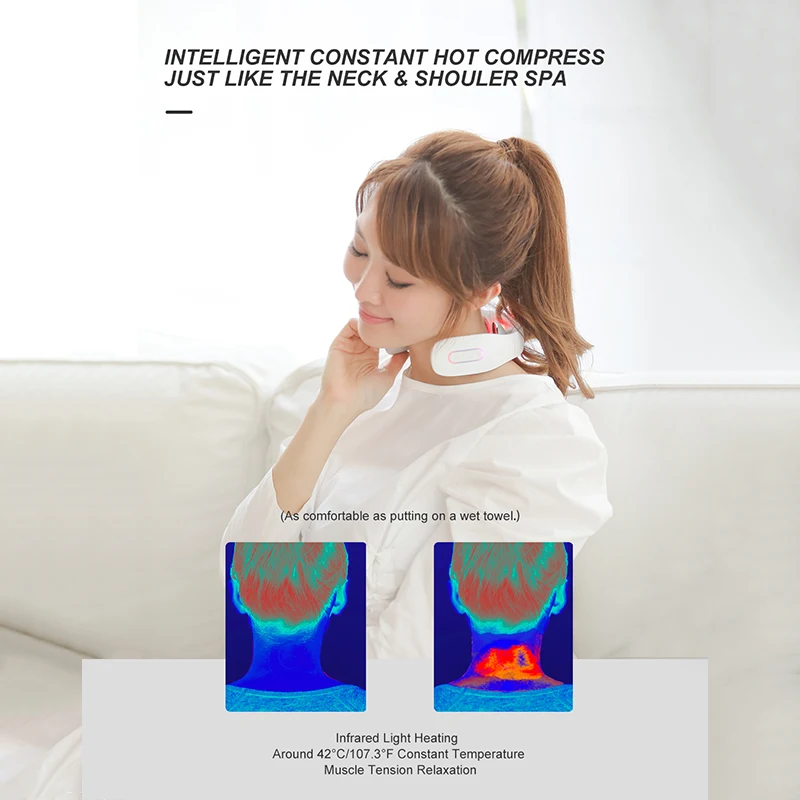 Electronic Intelligent Portable Physiotherapy Neck Massager 4 Massage Modes 16 Levels Of Adjustment Mini Cervical Massager