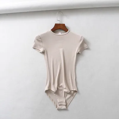 Wholesale cotton short sleeve sexy women bodysuit tops solid tight bodysuits for ladies
