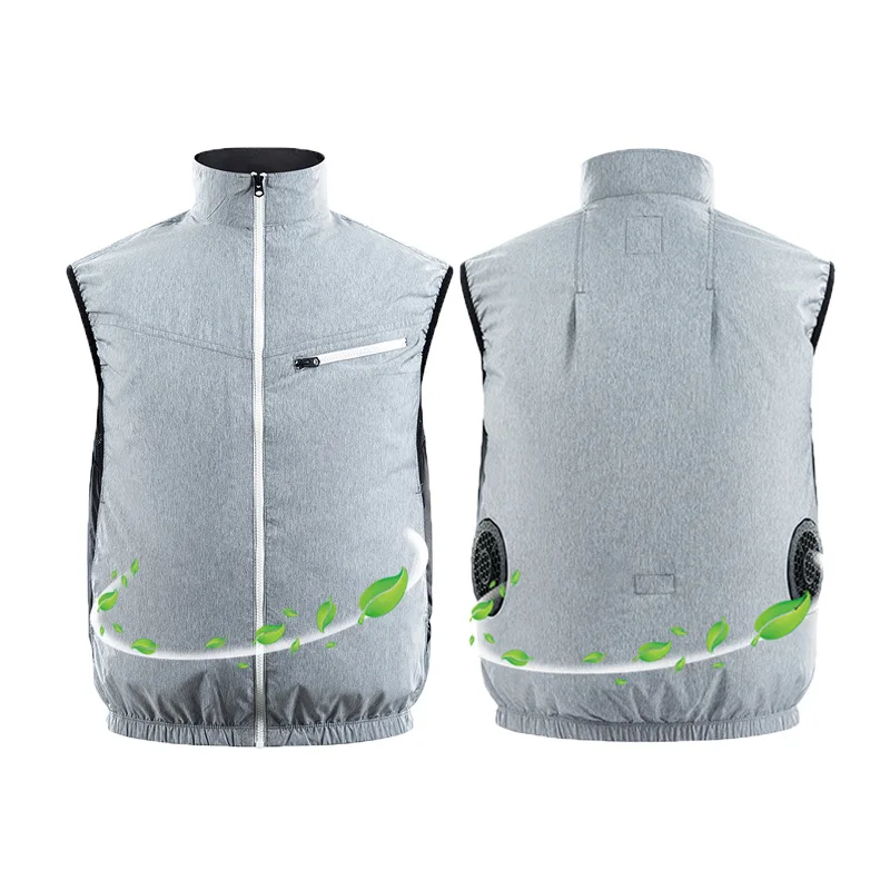 
Solid Grey OEM Serves Waterproof Casual Style Fans Equipped AC Cooling Vest TC11106 