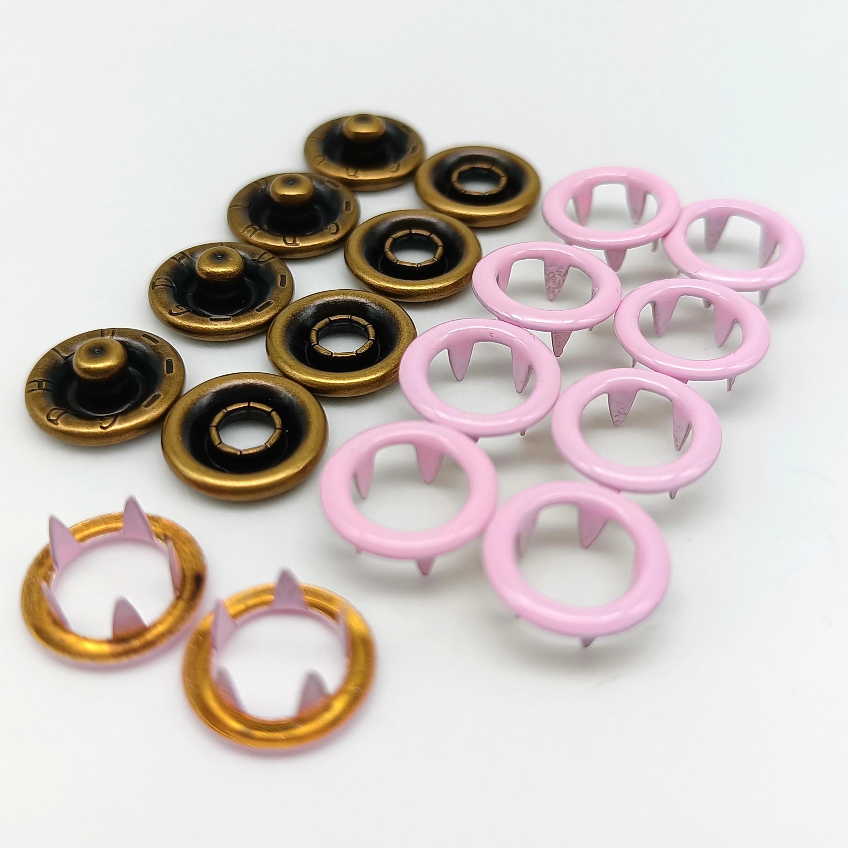 custom size color brass dyed  five claw buttons double ringprong snap button for clothes