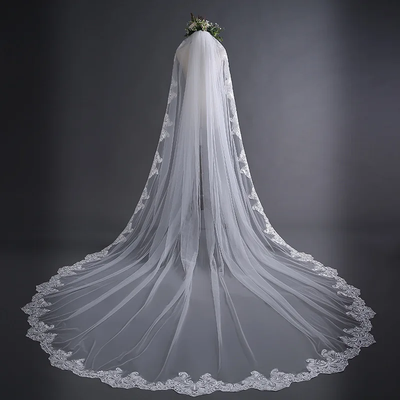 New design 3m Veil Wedding Bridal Veil Lace Trailing Wedding Veil