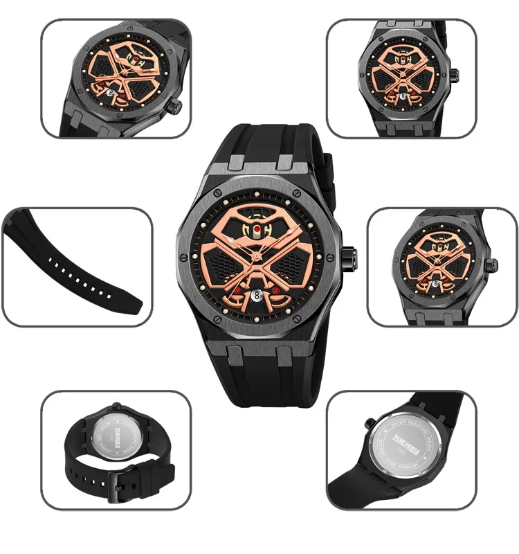 Skmei 9362 new design white date water resistant custom logo outdoor sport wrist watch for men