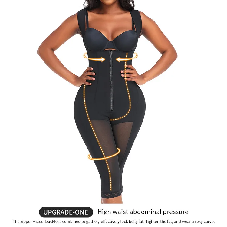 High Compression Long Thigh Zipper Tummy Control Butt Lifter Columbian Fajas Shapewear Body Suit Full Body Shapewear