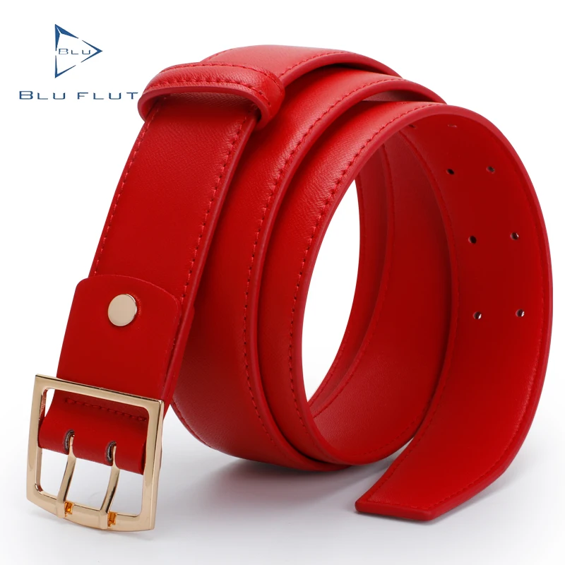 Latest design multi-color leather women belt custom alloy pin buckle female genuine leather jeans waist belt