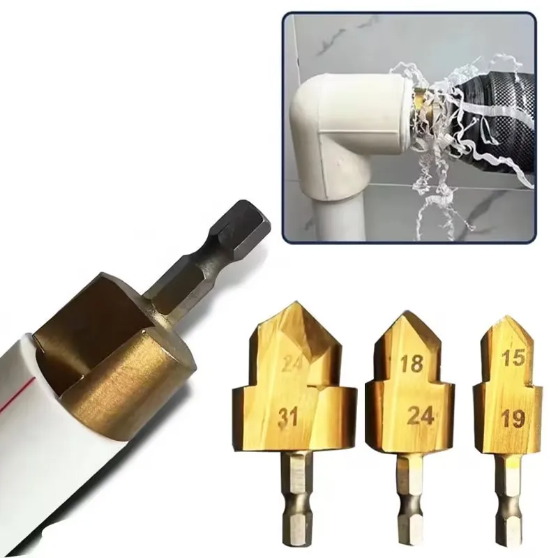 PPR lifting drill bit hexagonal handle multi-layer reaming drill for repairing leaks and connecting water pipes tool