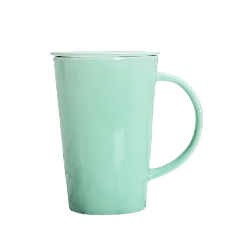 Creative ceramic coffee cup set Ceramic tea cup with lid tea separation office cup