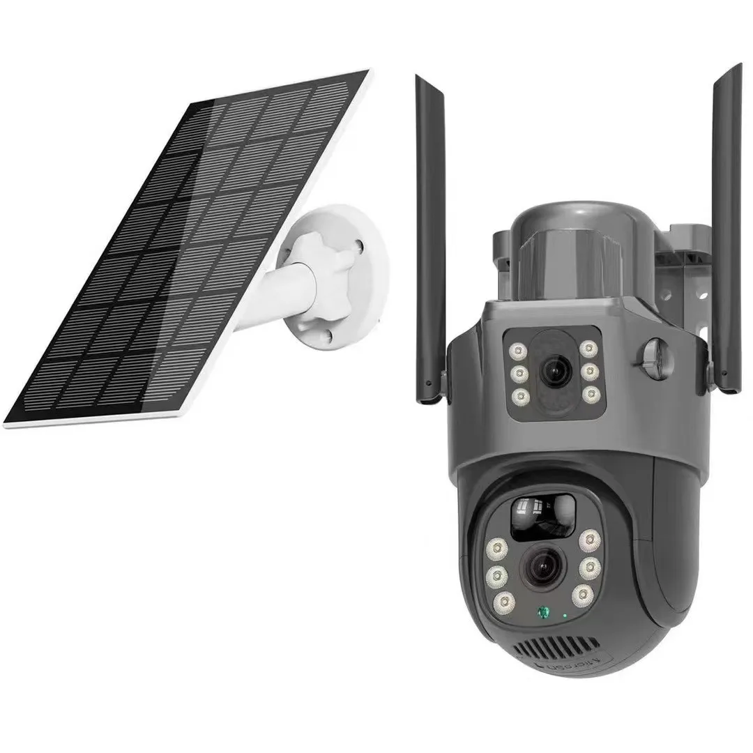 2K AI Human Detection Tracking Two Way Audio Smart PTZ Security Cam SIM Card 4G WIFI IP66 Waterproof V380 Outdoor Solar Camera