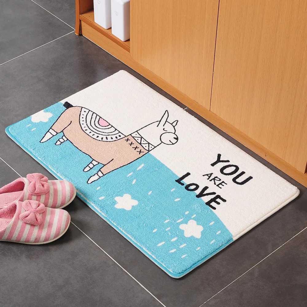 Lovely cartoon bathroom rug floor waterproof bath rug anti-bateria microfiber shower mat