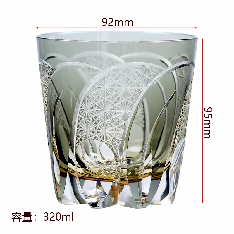 11 oz Hand Blown Colored Glass Whisky Tumbler Grey With Hand Carved Star Bottom Purple Old Fashioned Rock Glass express package