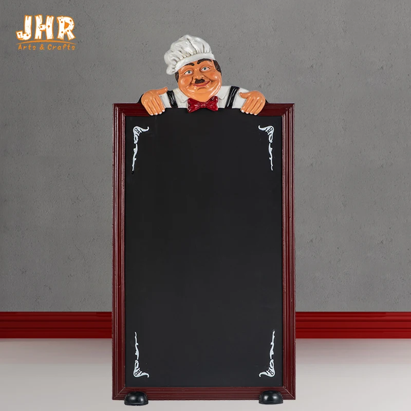 Factory Price Resin Italian Fat Chef Restaurant Figurines Mini Statue Welcome Board Ornaments for Table Decoration