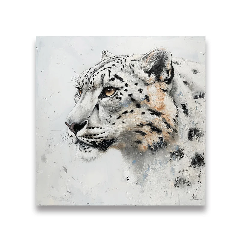 Original Art Modern Animal Hand-Painted Snow Leopard paintings and wall arts for Home Decoration Custom Size Oil on Canvas