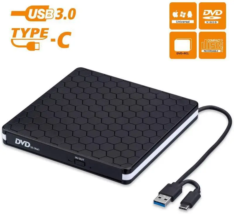 Внешний привод CD TYPE C USB 3 0 портативный CD/DVD +/-RW дисковод тонкий DVD/CD ROM записывающее устройство совместимо с ноутбуком