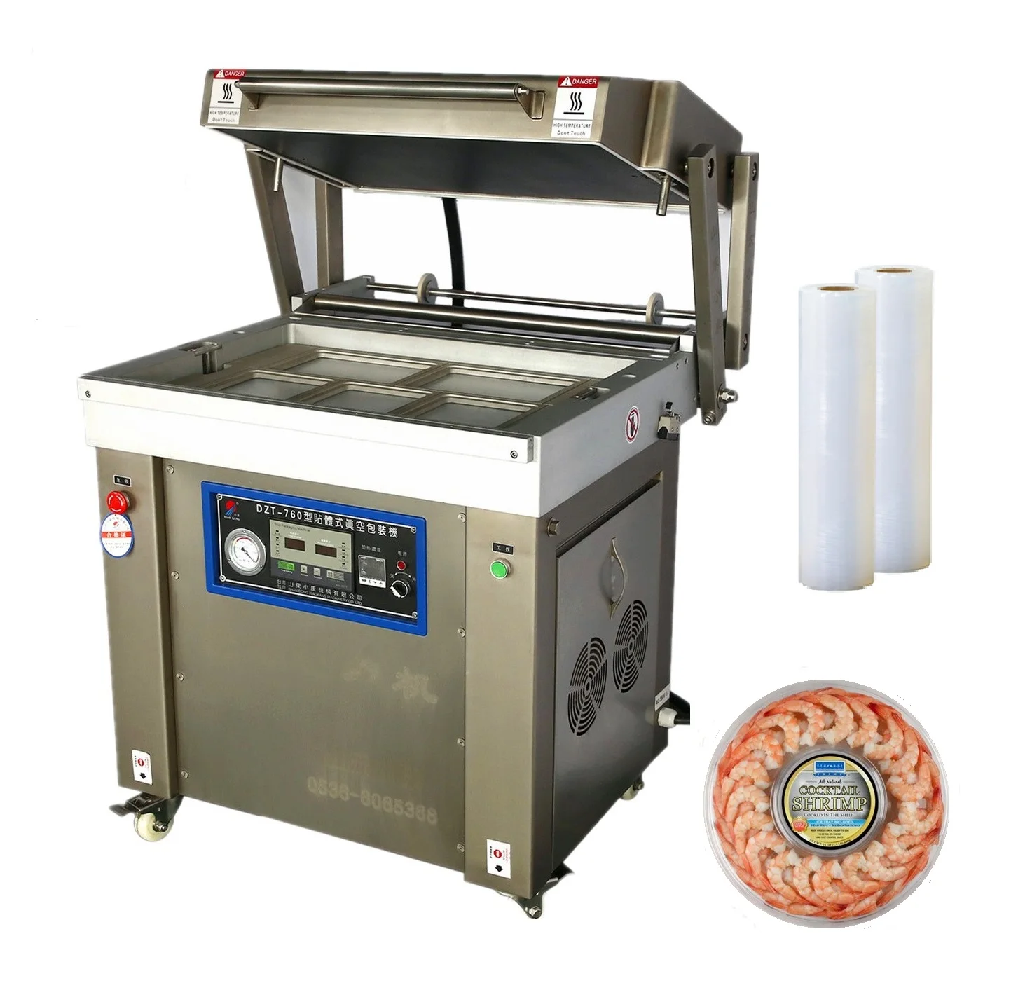 Round plastic Tray Shrimp Ring Vacuum skin packaging machine