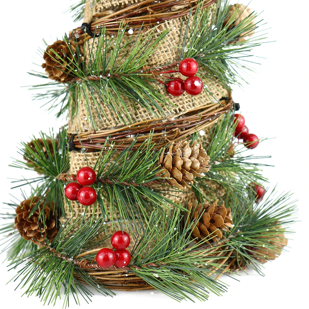 Wholesale Glitter Pine Needle Fake Tabletop Decorative Christmas tower Tree