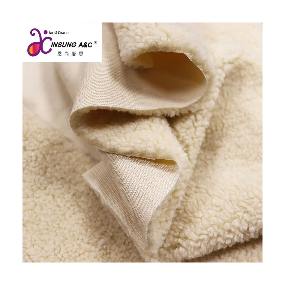 Factory Price Beige Color Sherpa Wheat Velvet Fleece Fabric Warp Knitted Grain Fleece Fabric