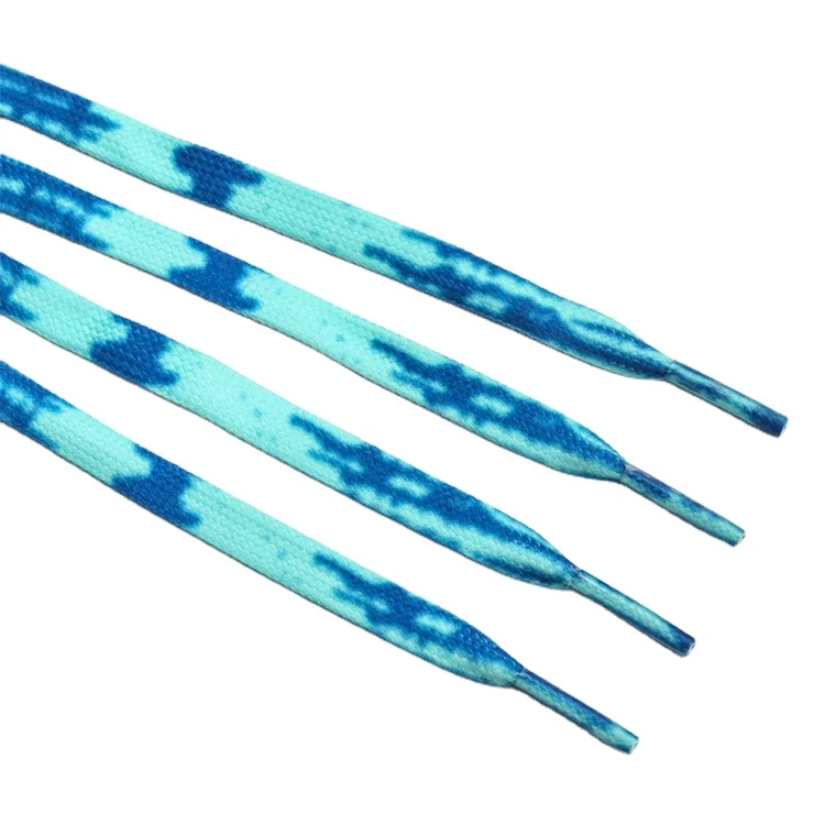 2022  Flat weave Double thickness wear resi elastic camouflage print shoelaces rainbow shoe laces