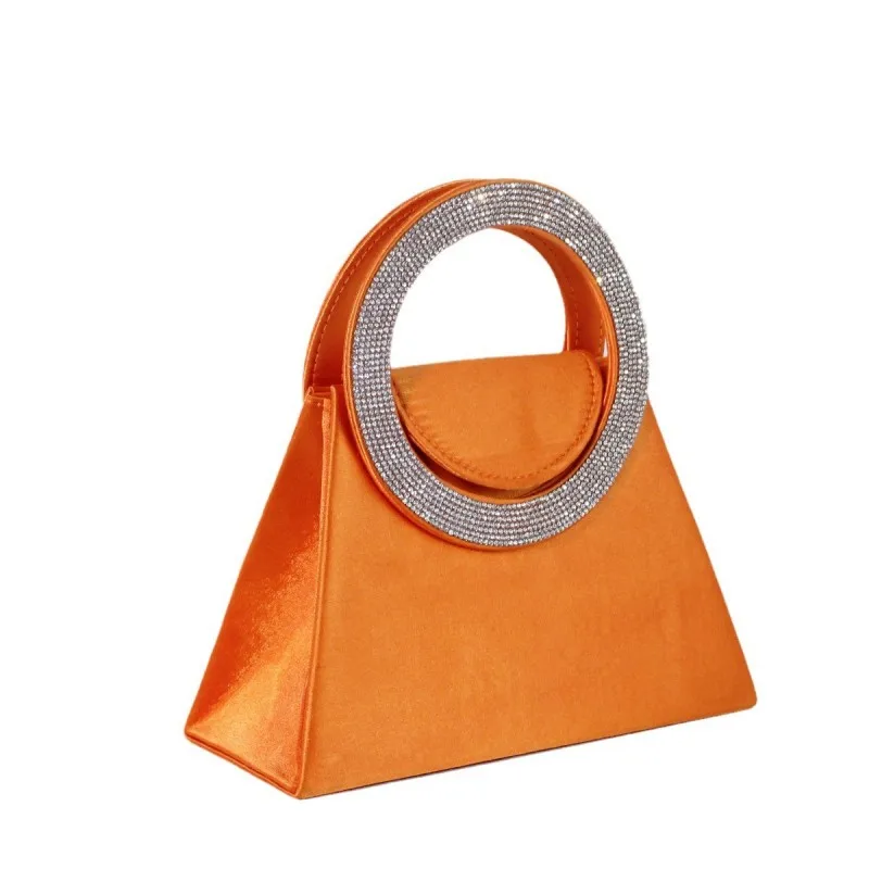 Luxury Ladies Diamond-Set Dinner Bag Sparkling Rhinestone Clutch Tote Box Pattern Cross-Body Chain Style Ele Trapezoidal Purse