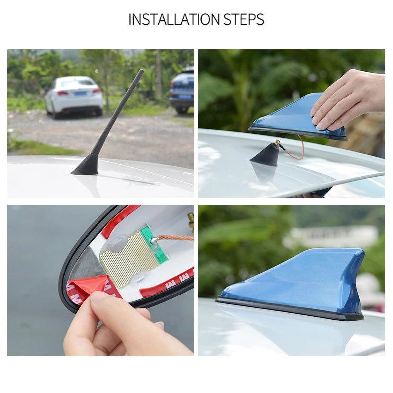 Красная автомобильная антенна «Акулий плавник» модификация хвоста второго поколения без пробивания отверстий с сигналом