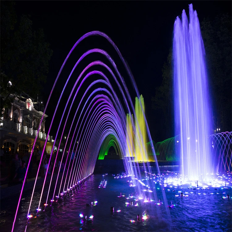Professional service Laminar Jumping Jet Fountain Water Musical Dancing Fountain with Colorful Lights