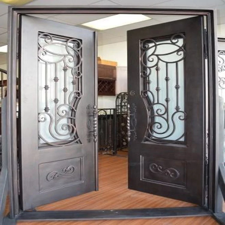 Outdoor Double front door designs wrought iron door  designs entry iron door