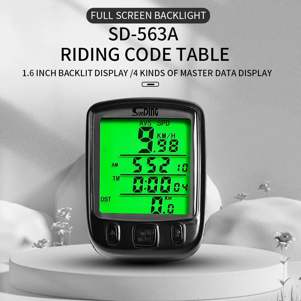 Bicycle Speedometer Wired Computer Stopwatch LCD Screen Backlight WaterProof Odometer