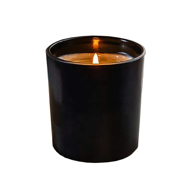 
11 oz 15 oz custom logo matte black glass candle holder jar with gift box for home decoration soy wax container 