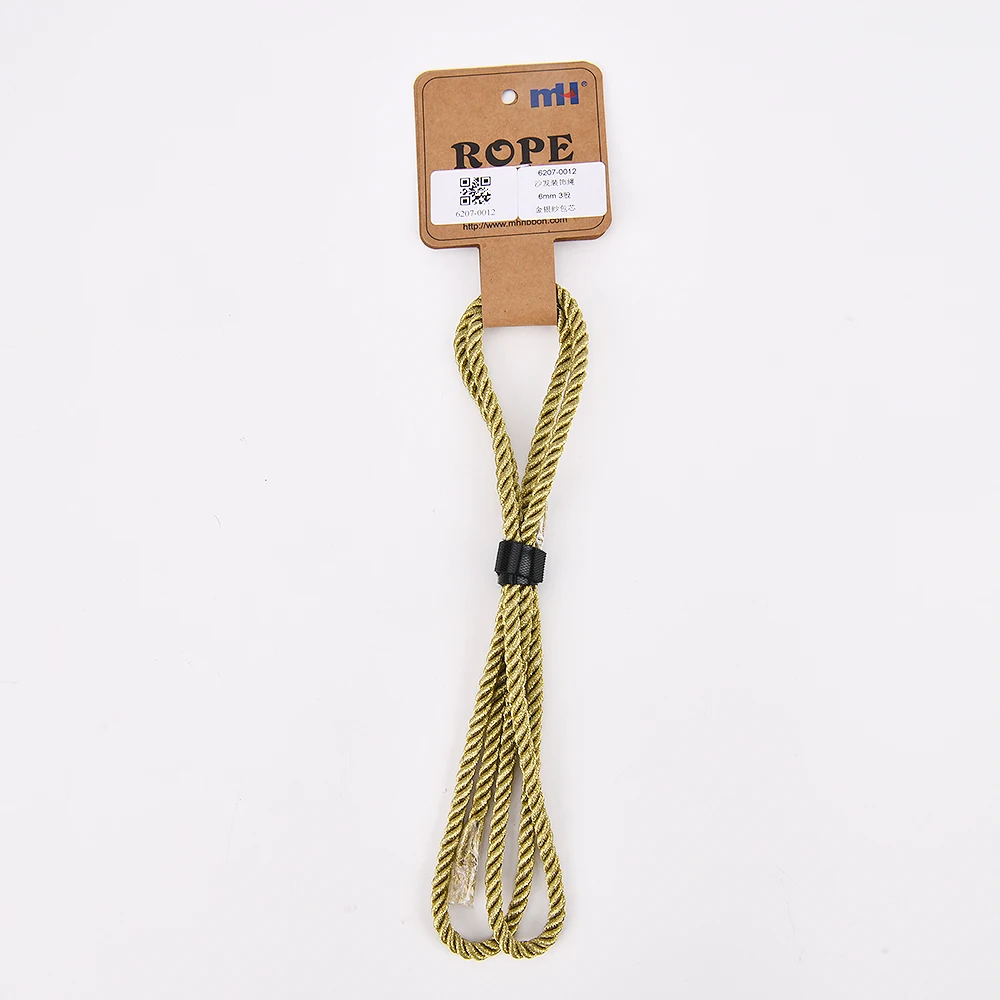 6mm 3 Strand Golden Metallic Polypropylene Rope Decorated PP Rope Cord for Sofa Decoration