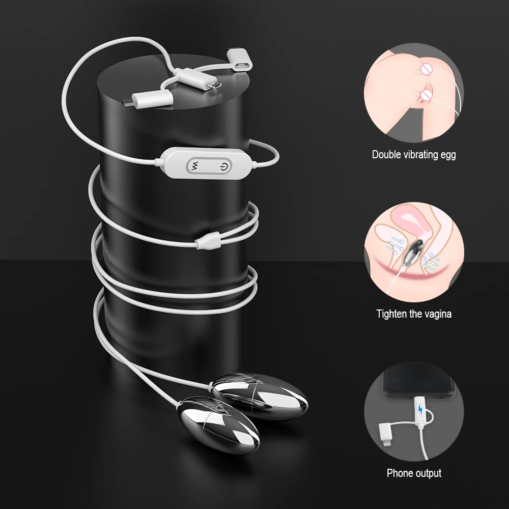3 in 1 USB Phone Charging Mini Pink Double Metal Ball Jump Egg Vibrator Sexy Female Masterbating LoveEgg Sex Toy for Women