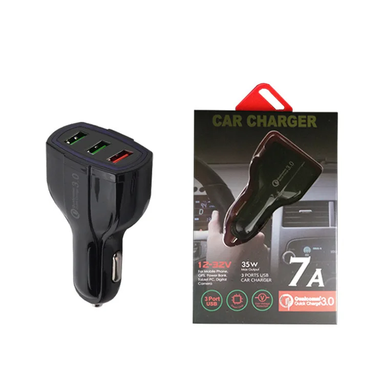 QC3.0 Быстрая зарядка 7A 3 usb Автомобильное зарядное устройство для мобильного телефона адаптер с упаковкой iphone samsung смартфона ipad