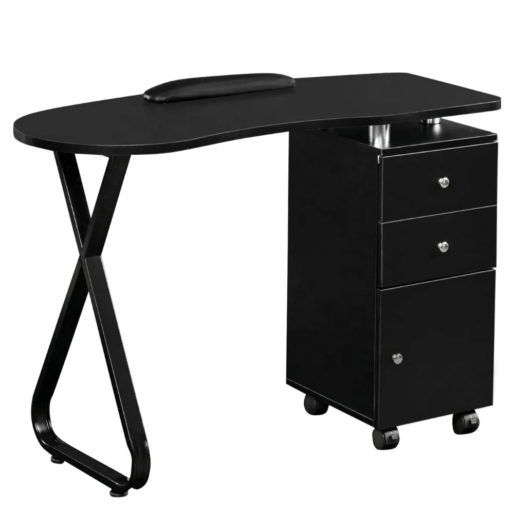 Durable nail table with metal frame Hot manicure table for sale Factory selling hair salon equipment for barber nail shop
