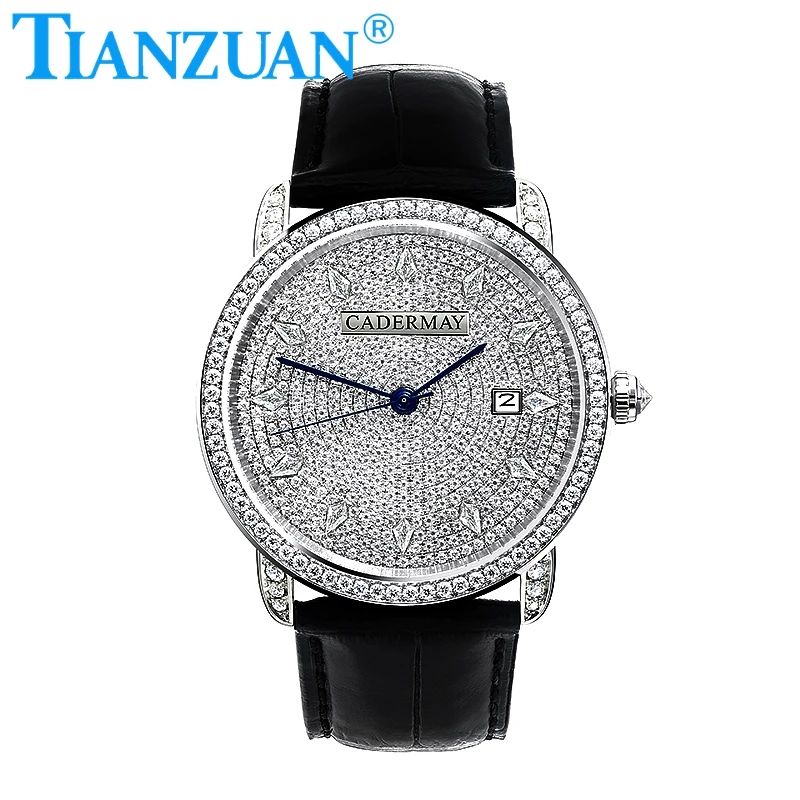 Full Moissanite Wrist Watch for Men Luxury Watch For Men mechanical Wristwatch Hip Hop Iced Out Moissanite Men Jewelry Watch