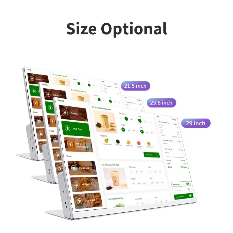 Android tablet indoor restaurant touch order screen boards for milk tea shop restaurants desktop digital menu board