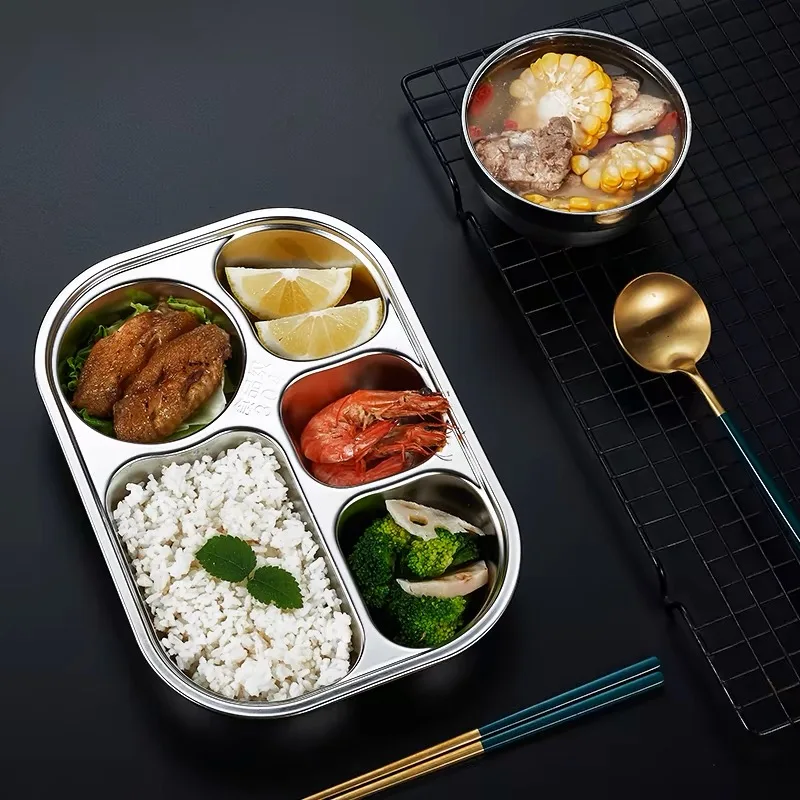 Custom  Cheap Wholesale Fancy Stainless Steel Teller Dinner Plates Set Plates And Bowls For Restaurant