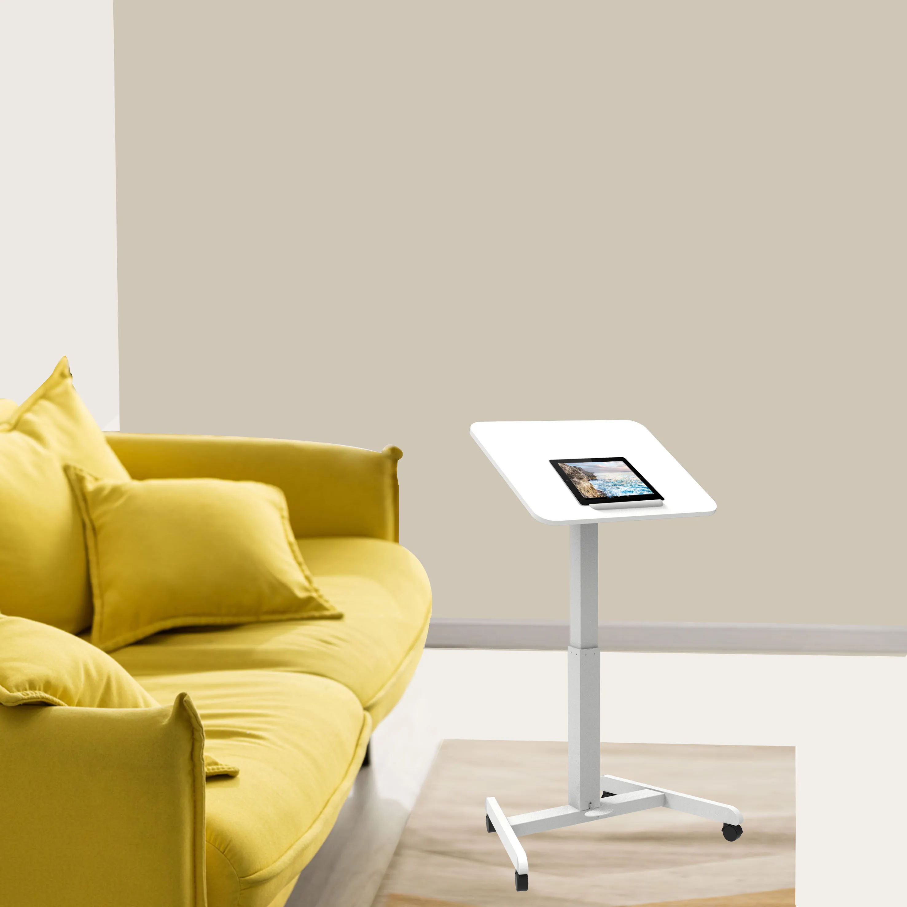 Height Adjustable Mobile Workstation with Tiltable desktop