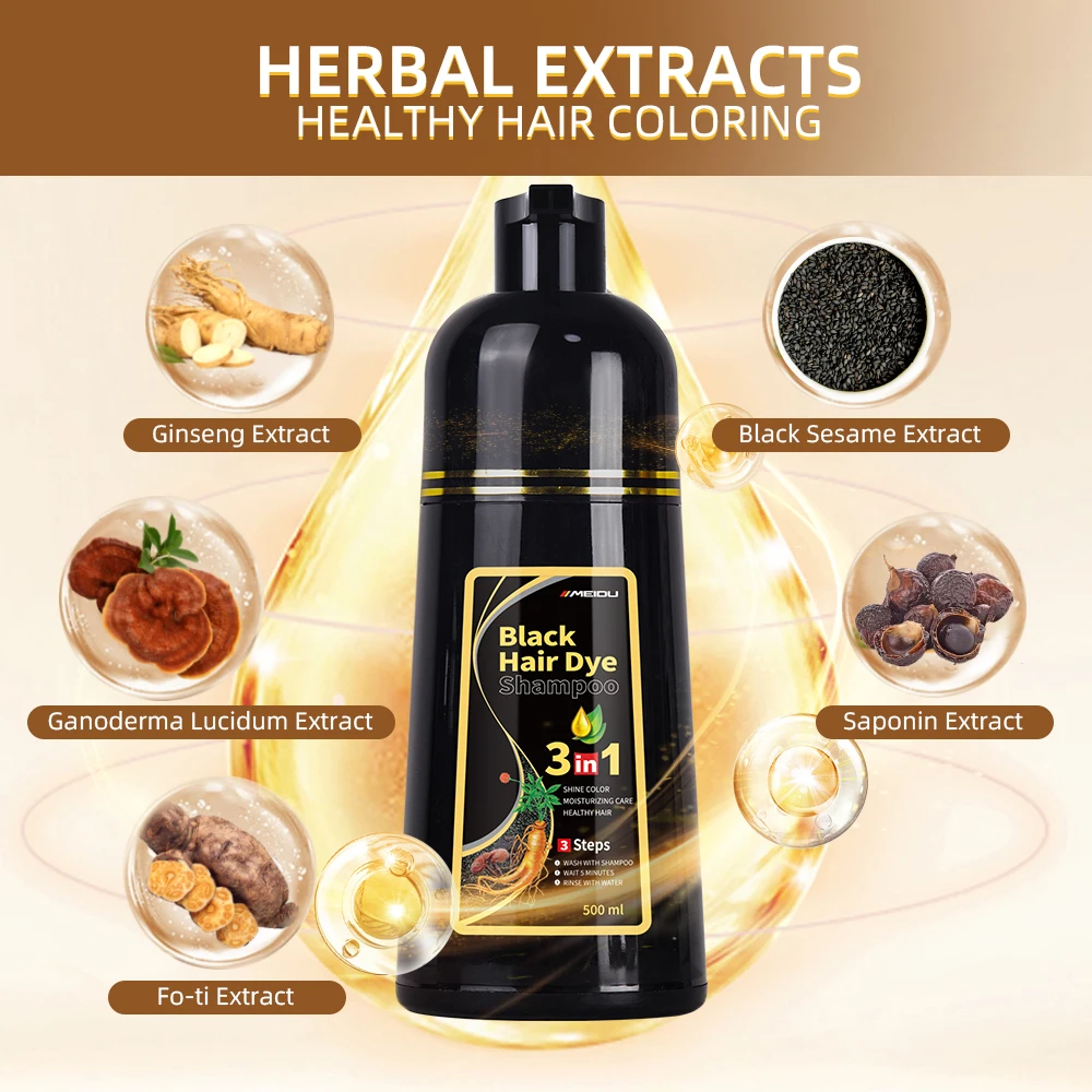 Chinese factory best wholesale price Meidu brands semi permanent ammonia free herbal natural hair color dye shampoo for men