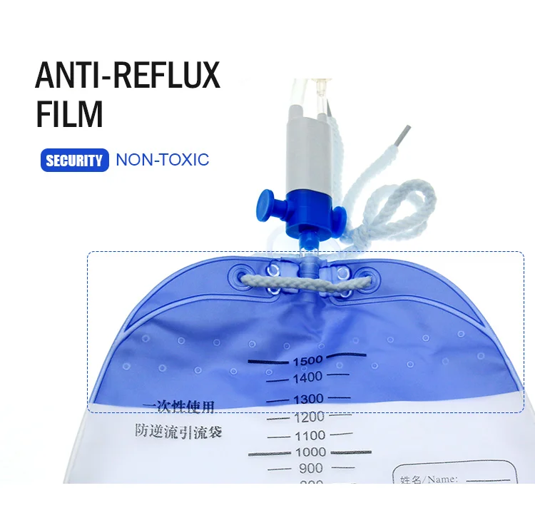 luxury with bionic function1000-2000ml adult Urine Bag with sampling port and anti reflux valve