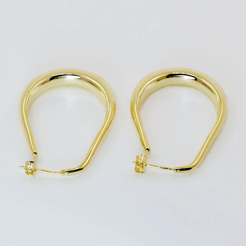 Simple Big Gold Earrings 18K Gold Plated Brass Earring Big For Women