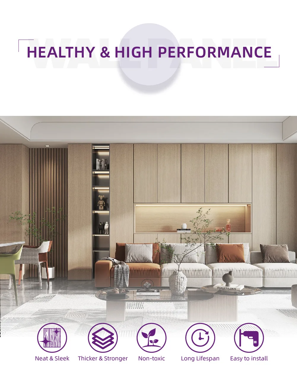 Offices Customizable Wall Panels Boards Decoration Board PVC Hollow WPC Fluted Panel