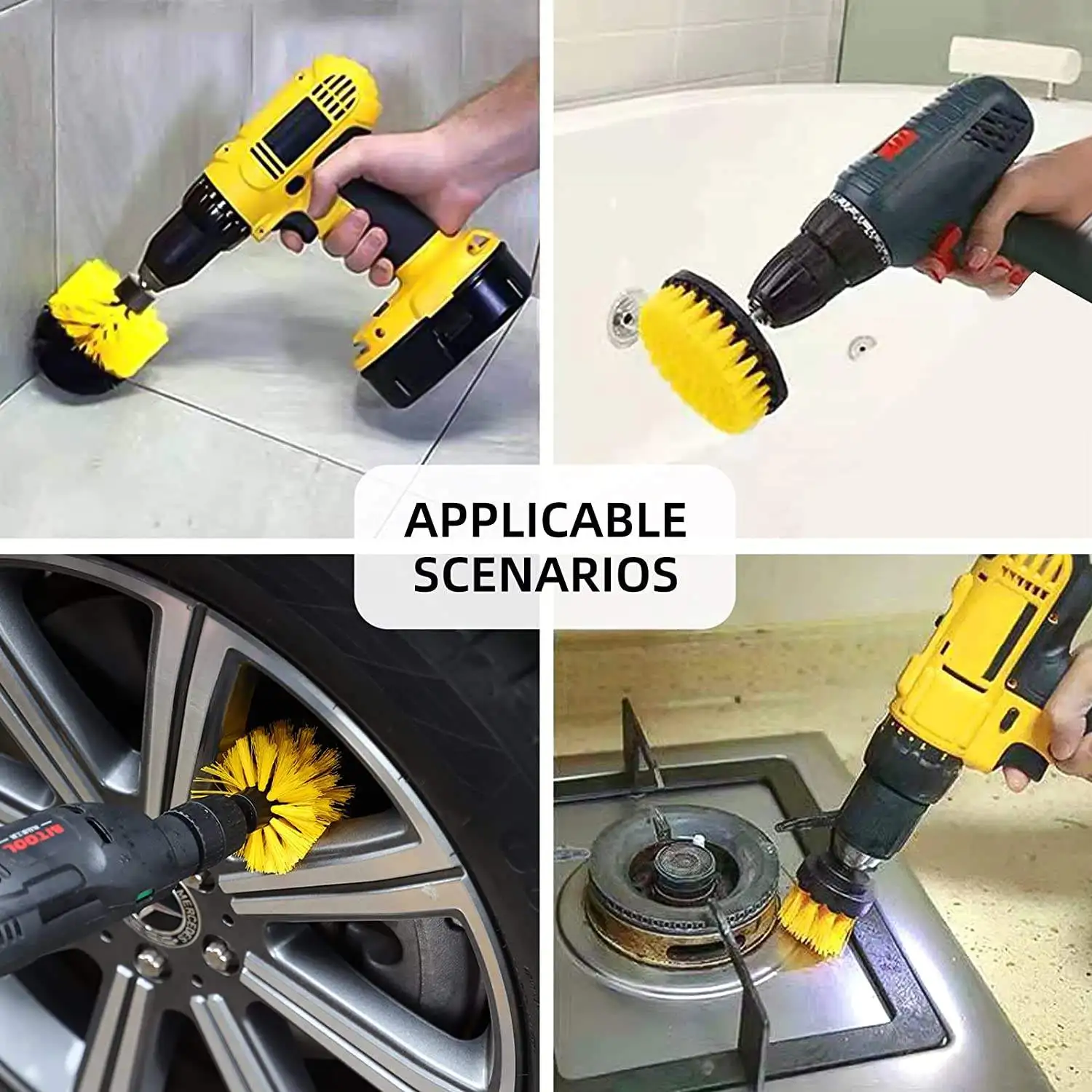 Drill Cleaning Brush Attachment 5 PCS Electric Drill Cleaning Brush Tool for Car Cleaning