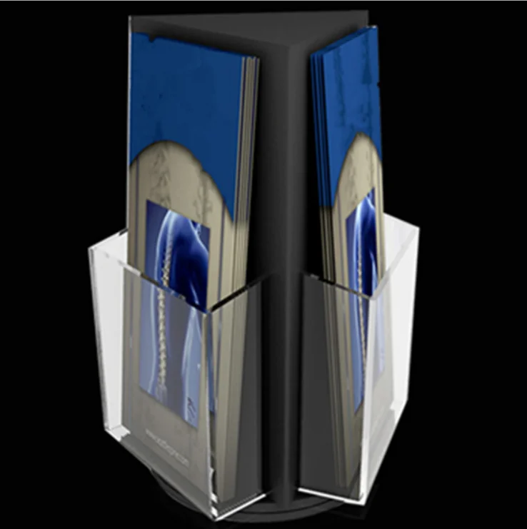 Rotated Acrylic Brochure sign Holder Stand Counter rotating menu sign Display