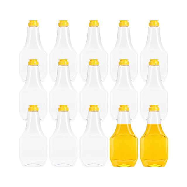 Clear Flip Top Cap Honey Plastic Bottle Food Grade Pet Plastic Squeeze Bottle For Honey 730ml